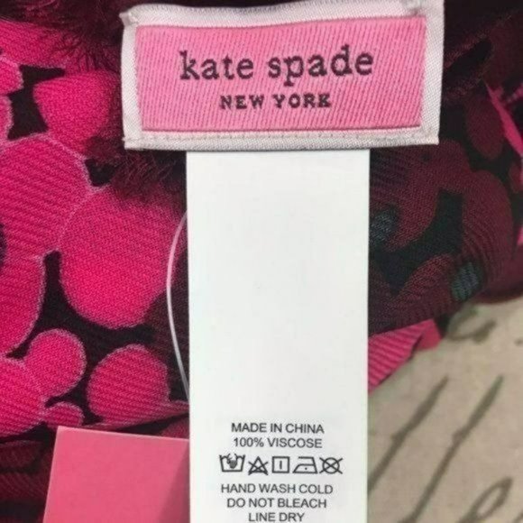 Kate Spade Bubble Dot Oblong Scarf Barbiecore Pink Red Black, Brand New - Picture 2 of 7